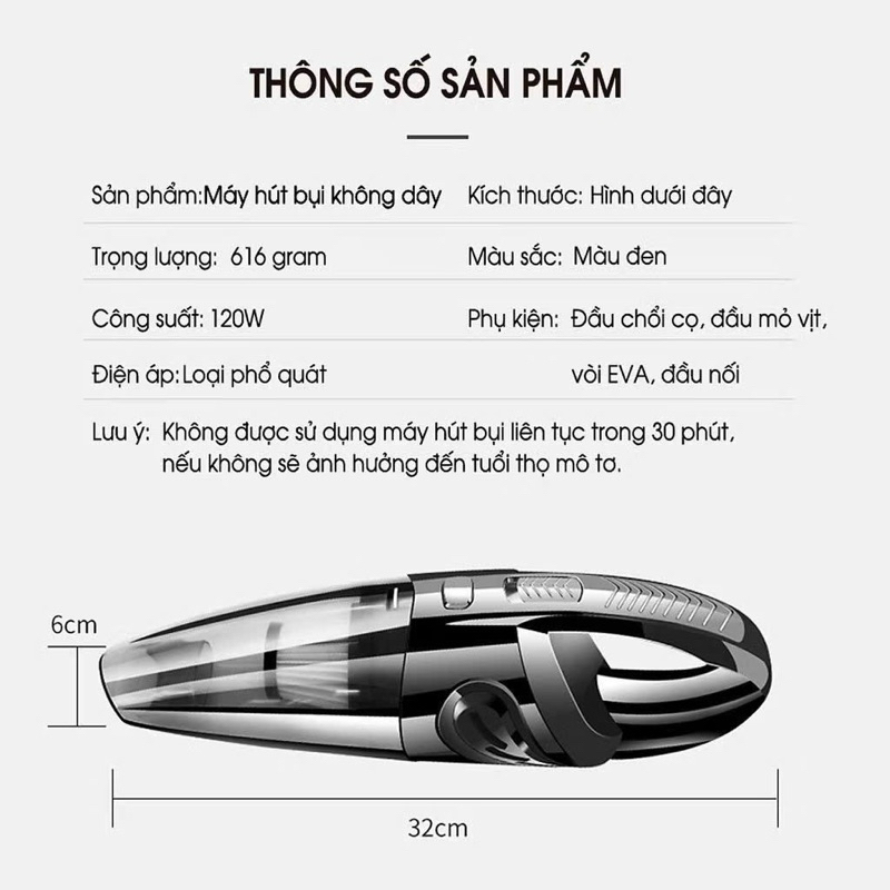 Máy hút bụi cầm tay mini không dây chuyên hút bụi ô tô, giường tủ - Image 4