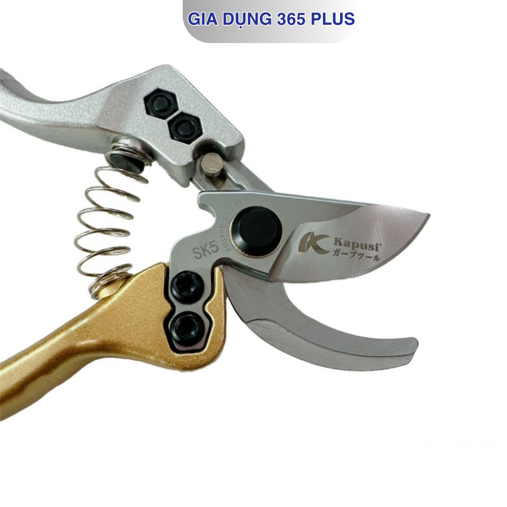 KÉO CẮT, TỈA CÀNH CẦM TAY KAPUSI LƯỠI KÉO LÀM BẰNG THÉP SK5 TAY CẦM VÀNG-TRẮNG HÀNG CAO CẤP - Image 6
