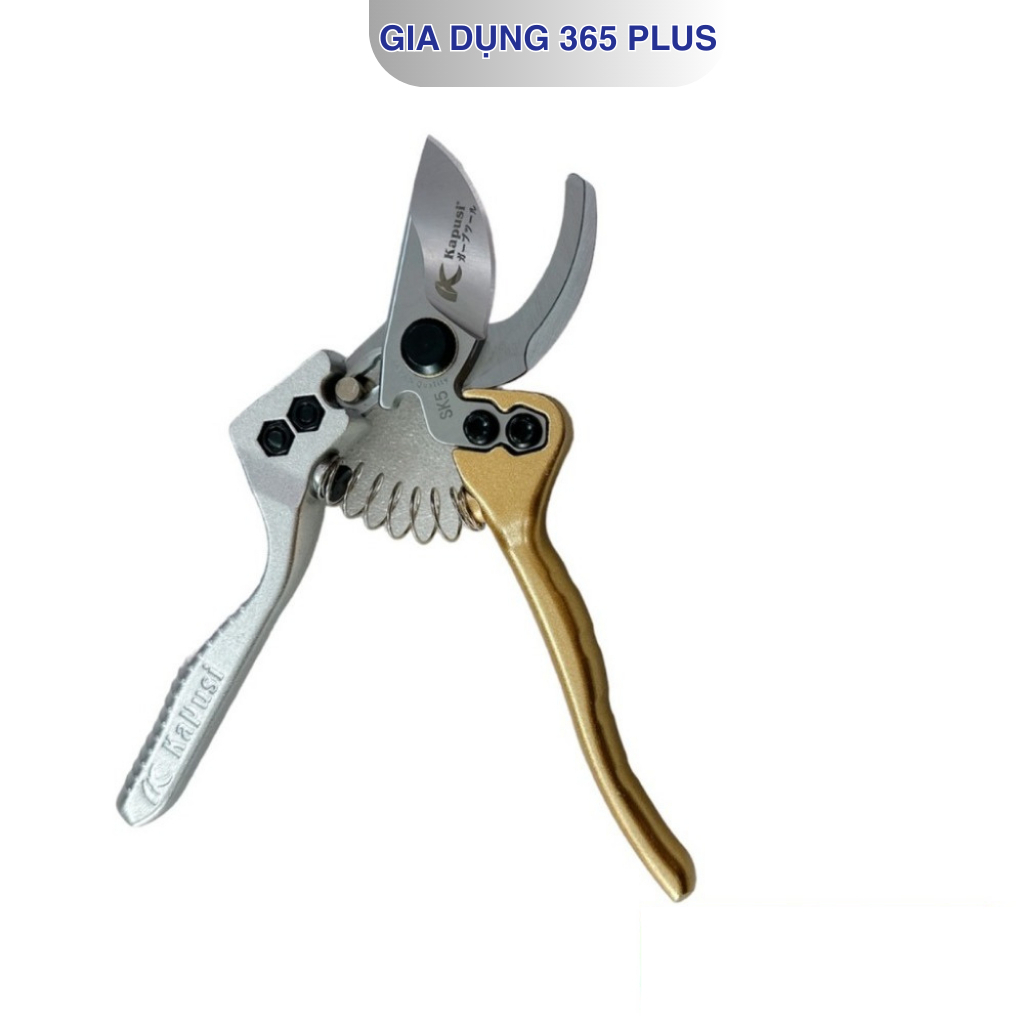 KÉO CẮT, TỈA CÀNH CẦM TAY KAPUSI LƯỠI KÉO LÀM BẰNG THÉP SK5 TAY CẦM VÀNG-TRẮNG HÀNG CAO CẤP - Image 7