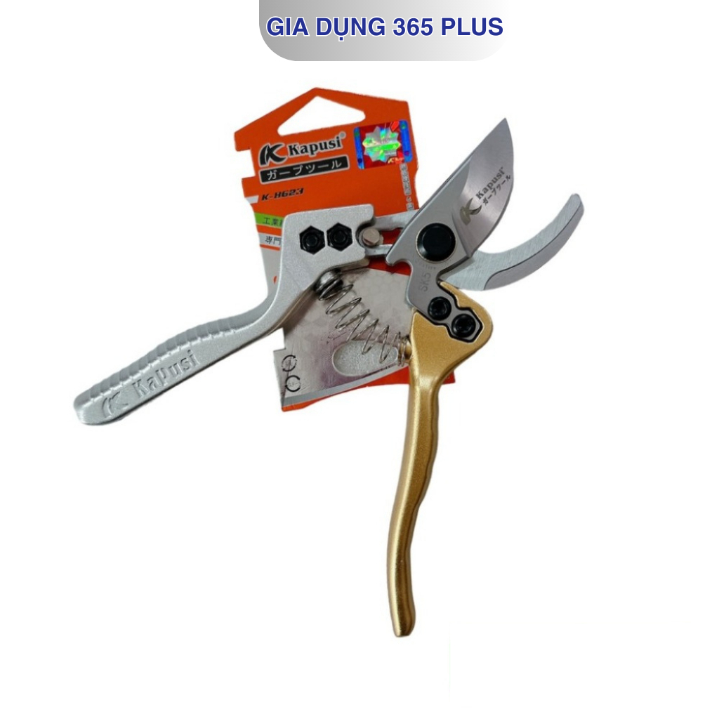 KÉO CẮT, TỈA CÀNH CẦM TAY KAPUSI LƯỠI KÉO LÀM BẰNG THÉP SK5 TAY CẦM VÀNG-TRẮNG HÀNG CAO CẤP - Image 4